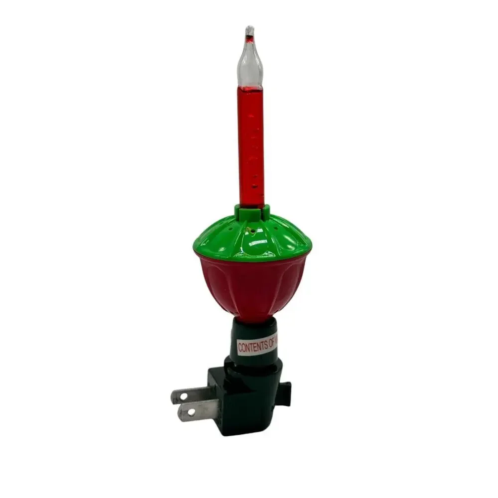 Vintage Christmas Bubbling Night Light Plug-In Indoor Decor Red & Green Colors